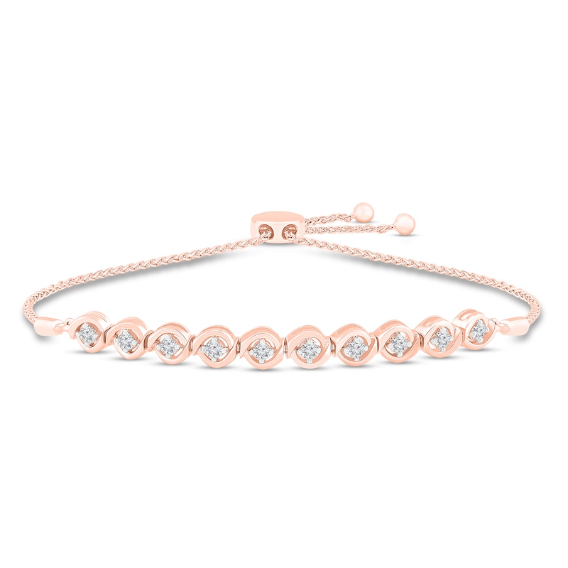 Main Image 1 of Diamond Bolo Bracelet 1/2 ct tw 10K Rose Gold 9.5"