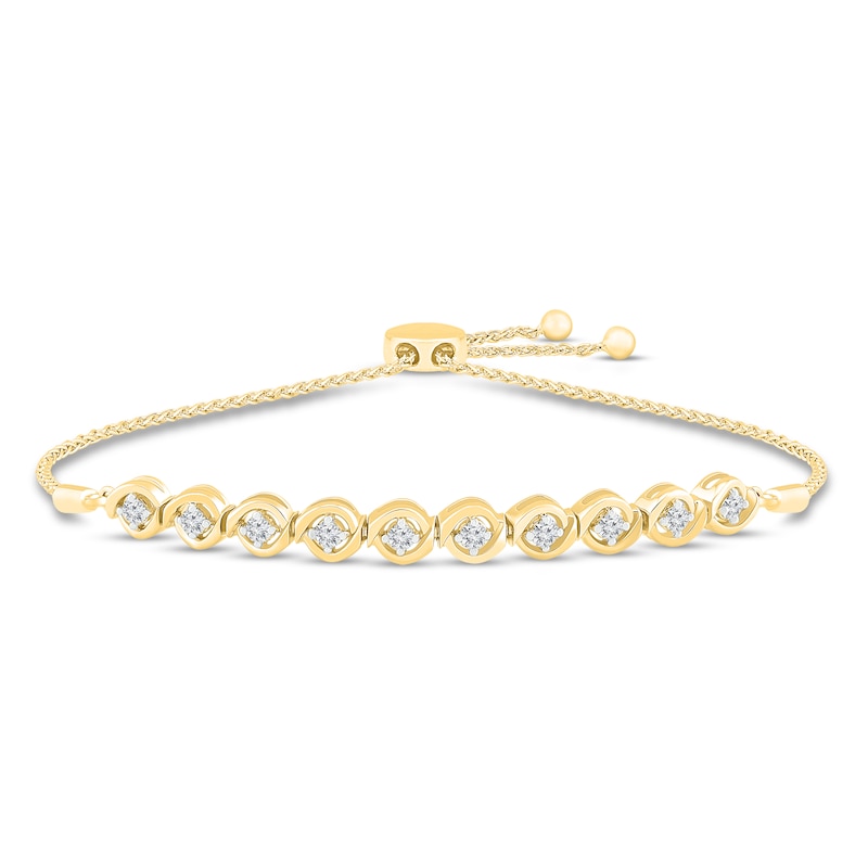 Main Image 1 of Diamond Bolo Bracelet 1/2 ct tw 10K Yellow Gold 9.5"