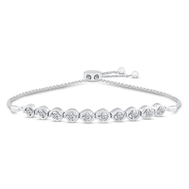 Main Image 1 of Diamond Bolo Bracelet 1/2 ct tw 10K White Gold 9.5"