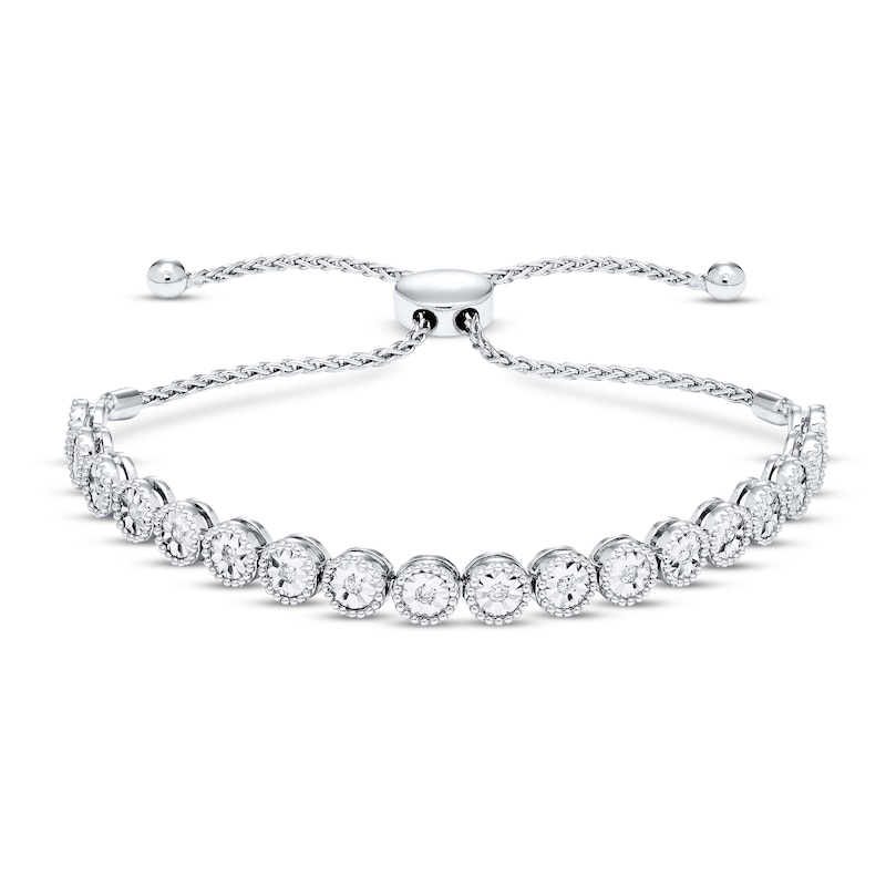 Main Image 1 of Diamond Bolo Bracelet 1/4 ct tw Round-cut Sterling Silver