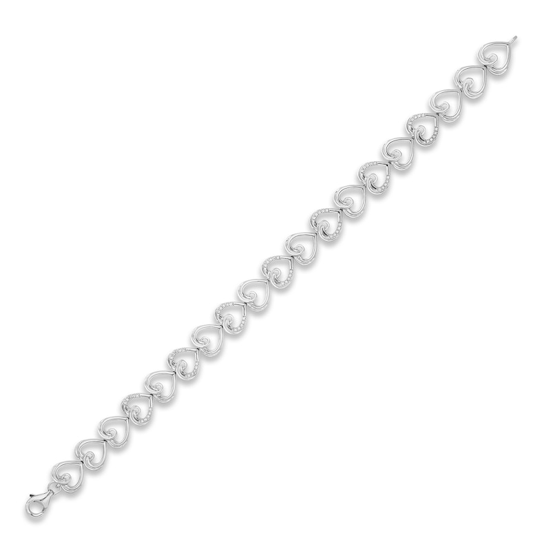 Hallmark Diamonds Heart Bracelet 1/10 ct tw Sterling Silver 7.5"