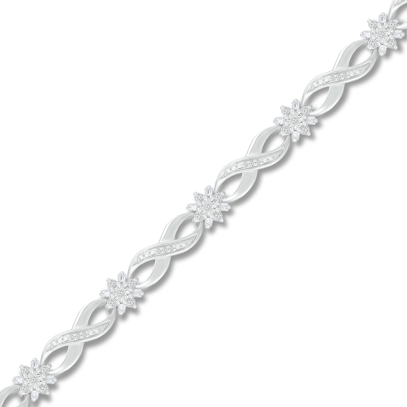 Main Image 1 of Diamond Bracelet 1/2 ct tw Round & Baguette 10K White Gold 7"