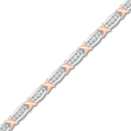 Diamond Bracelet 1/4 ct tw Sterling Silver & 10K Rose Gold
