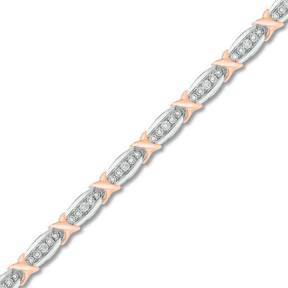 Diamond Bracelet 1/4 ct tw Sterling Silver & 10K Rose Gold