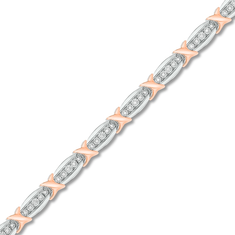 Main Image 1 of Diamond Bracelet 1/4 ct tw Sterling Silver & 10K Rose Gold