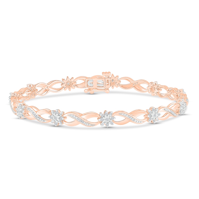 Main Image 1 of Diamond Fashion Bracelet 1/2 ct tw Round & Baguette 10K Rose Gold