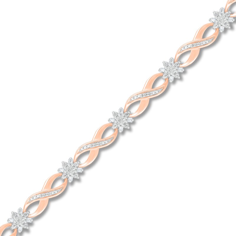 Main Image 2 of Diamond Fashion Bracelet 1/2 ct tw Round & Baguette 10K Rose Gold
