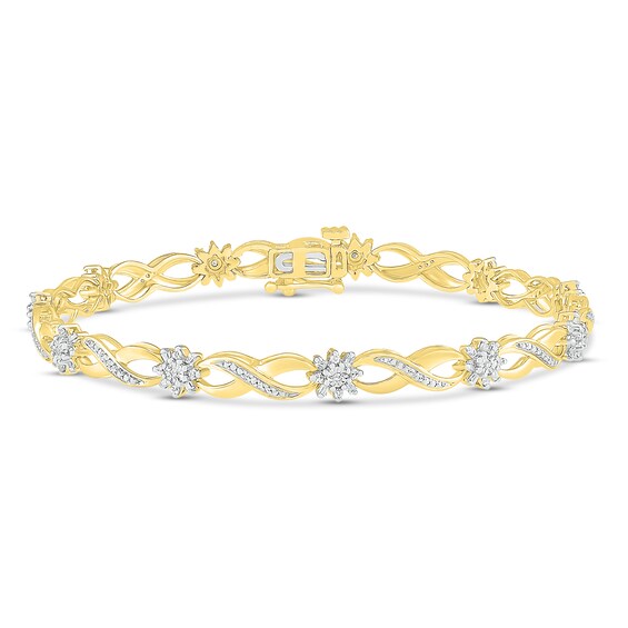 Diamond Fashion Bracelet 1/2 ct tw Round & Baguette 10K Yellow Gold