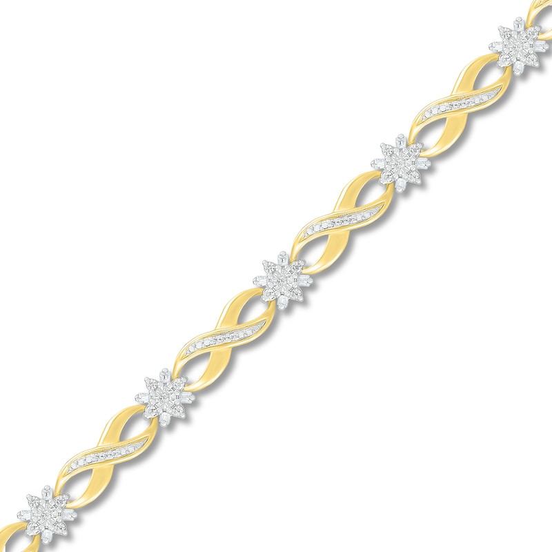 Main Image 2 of Diamond Fashion Bracelet 1/2 ct tw Round & Baguette 10K Yellow Gold