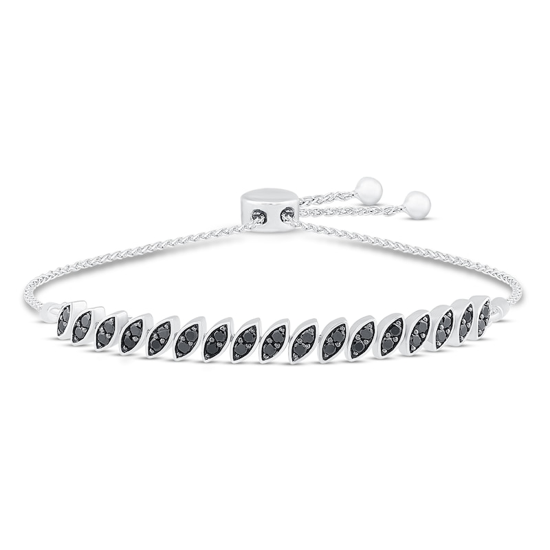 Main Image 1 of Black Diamond Bolo Bracelet 7/8 ct tw Round-cut Sterling Silver