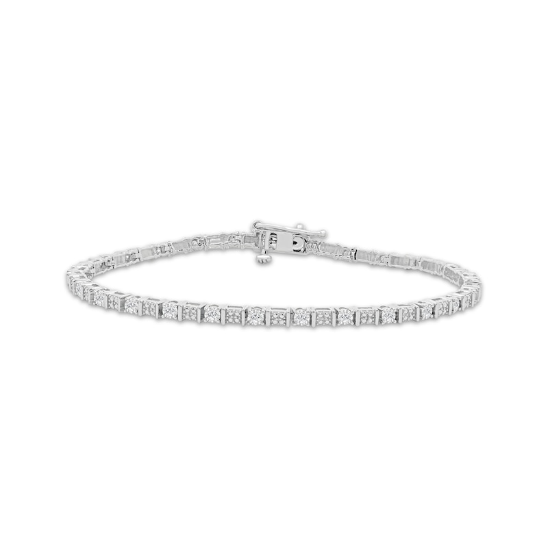 Main Image 1 of Diamond Fashion Bracelet 1/2 ct tw Round-cut Sterling Silver 7"