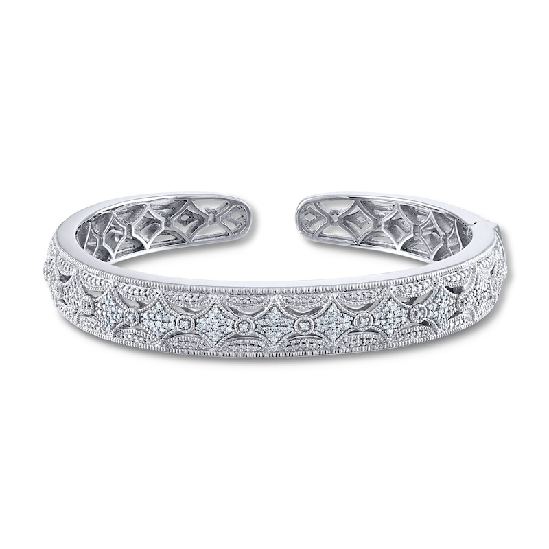 Diamond Cuff Bangle Bracelet 1/3 ct tw Sterling Silver