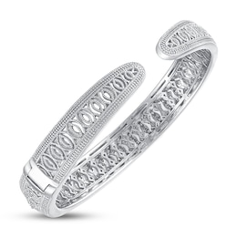 Diamond Cuff Bangle Bracelet 1/4 ct tw Round-cut Sterling Silver