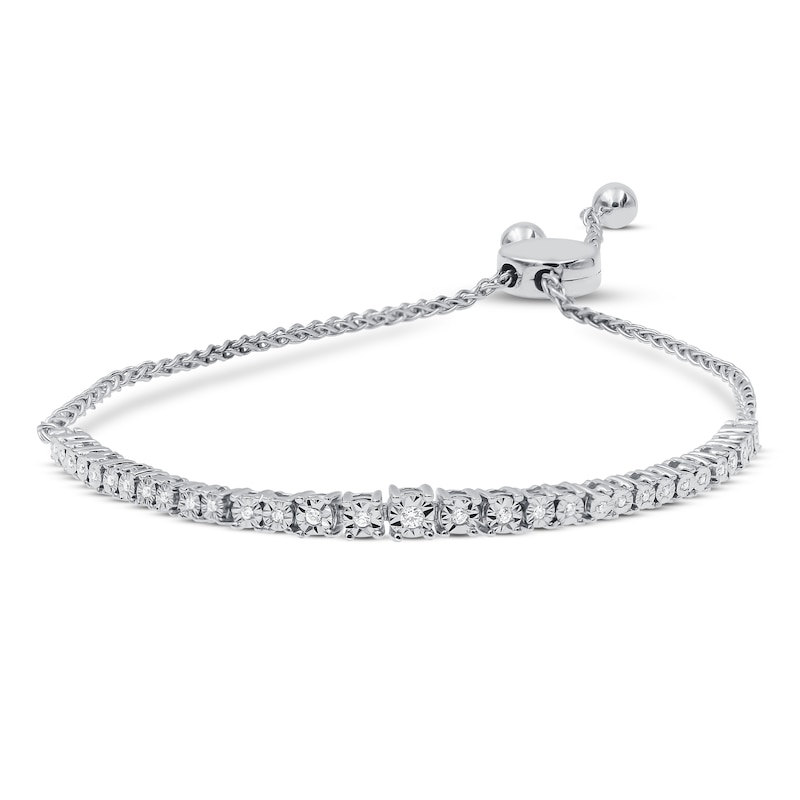 Diamond Bolo Bracelet 1/6 ct tw Sterling Silver 9.5"