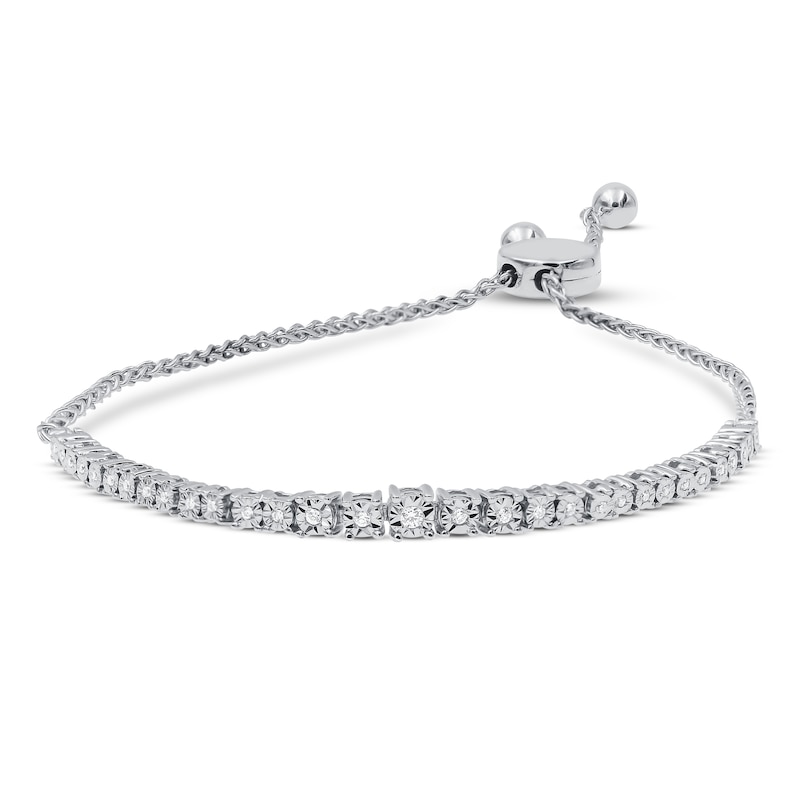 Main Image 1 of Diamond Bolo Bracelet 1/6 ct tw Sterling Silver 9.5"