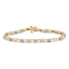 Thumbnail Image 0 of Diamond Bracelet 1 ct tw Round & Baguette 10K Yellow Gold 7.5"