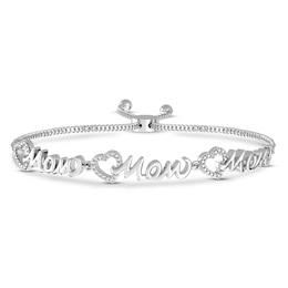 Diamond Mom Bolo Bracelet Sterling Silver