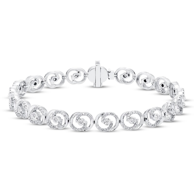 Encircled by Love Diamond Line Bracelet 1 ct tw Round-cut 10K White Gold 7.25"