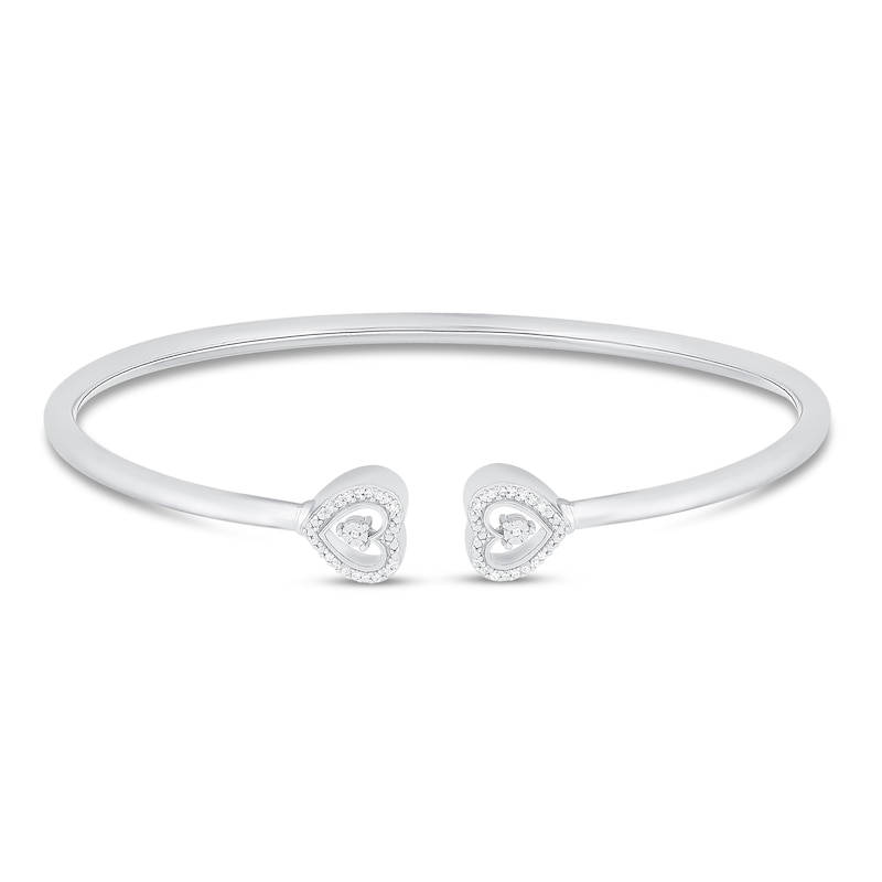 Main Image 1 of Diamond Heart Bangle Bracelet Sterling Silver