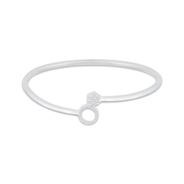 Diamond Circle Bangle Bracelet Sterling Silver