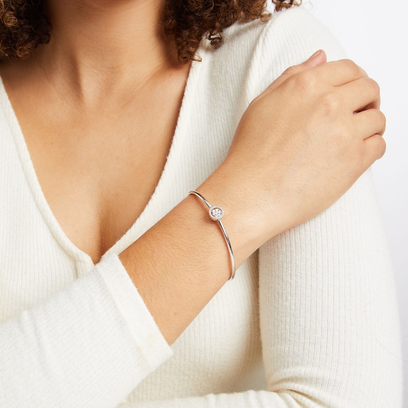 Main Image 3 of Diamond Circle Bangle Bracelet Sterling Silver