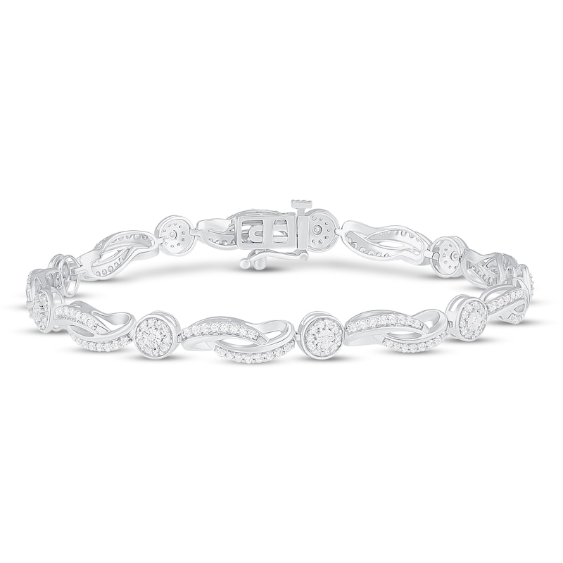 Main Image 1 of Diamond Fashion Bracelet 1 ct tw 10K White Gold 7"