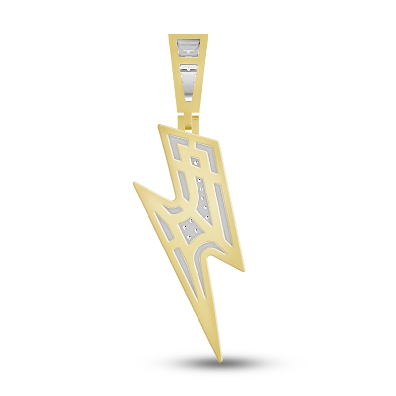 Flash Lightening Emoji Pendant 10k Yellow Gold Thunder Charm Real Diamond Custom 