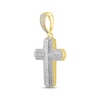 Thumbnail Image 1 of Men's Diamond Cross Pendant 1 ct tw Round & Baguette 10K Yellow Gold