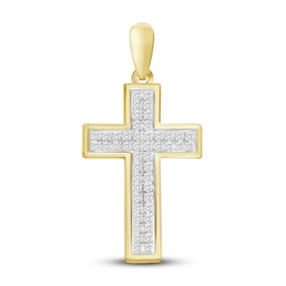 Men's Diamond Cross Pendant 1/10 ct tw Round-cut 10K Yellow Gold