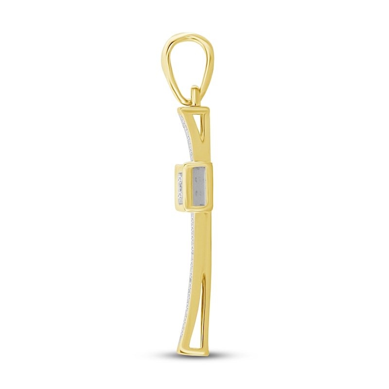 Main Image 2 of Men's Diamond Cross Pendant 1/10 ct tw Round-cut 10K Yellow Gold