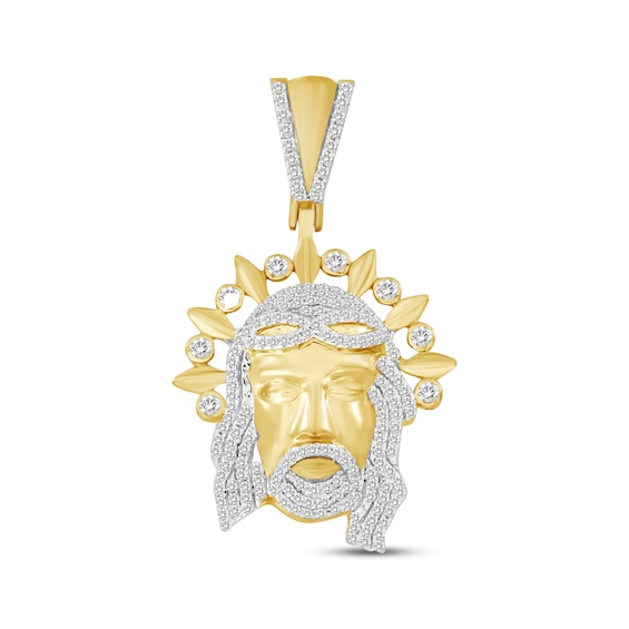 Men's Christ Pendant 1/2 ct tw Round-cut 10K Yellow Gold