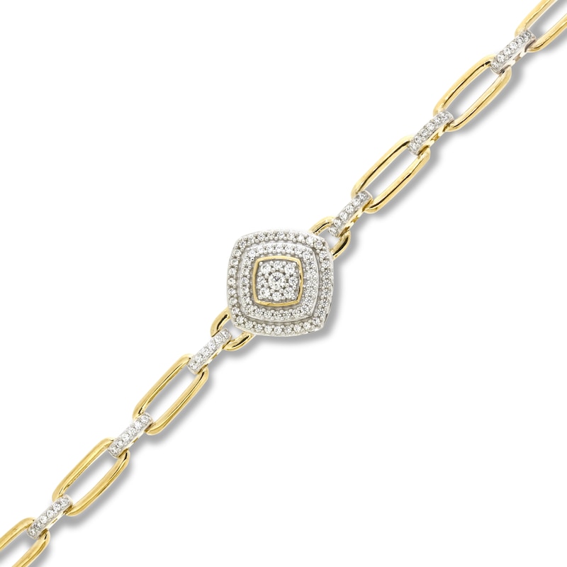Main Image 1 of Diamond Paperclip Bracelet 1/3 ct tw Round-cut 10K Yellow Gold 7.25"