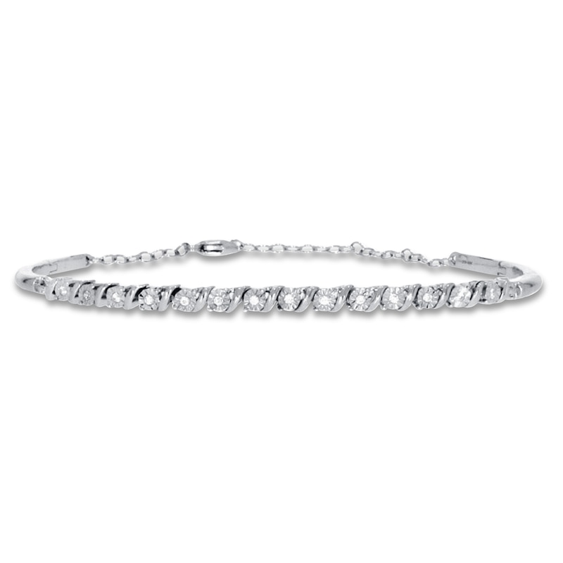 Diamond Bracelet 1/10 ct tw Round-cut Sterling Silver 8"