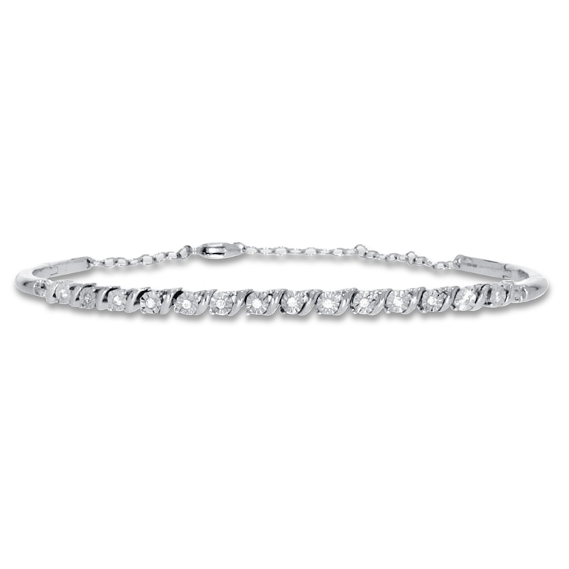 Main Image 1 of Diamond Bracelet 1/10 ct tw Round-cut Sterling Silver 8"