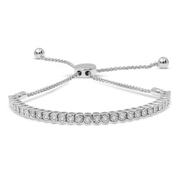 Diamond Bolo Bracelet 1/4 ct tw Round-Cut Sterling Silver 9.5&quot;