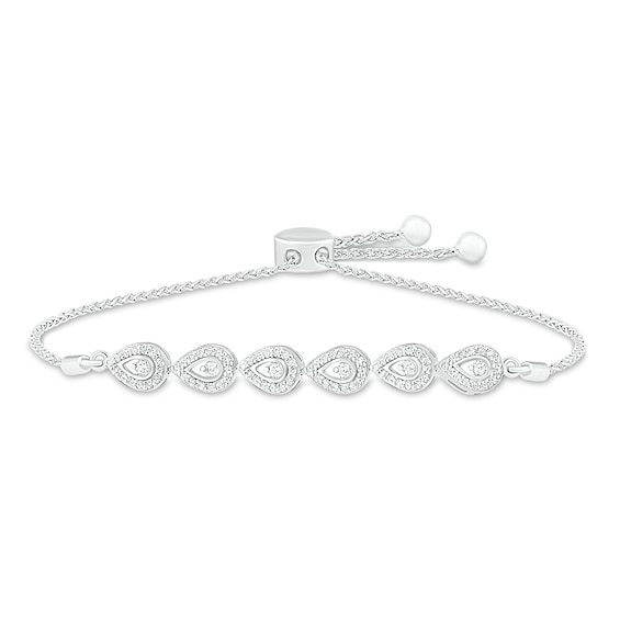 Diamond Bolo Bracelet 1/2 ct tw Round-Cut Sterling Silver 9.5"