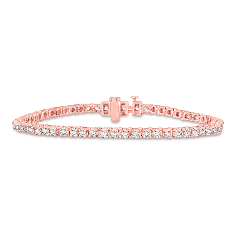 Main Image 1 of Diamond Tennis Bracelet 3 ct tw Round-cut 10K Rose Gold 7"