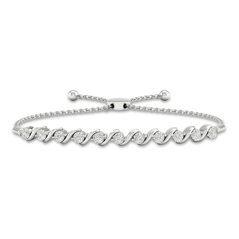 Diamond Bolo Bracelet 1/6 ct tw Round-cut Sterling Silver 9.5"