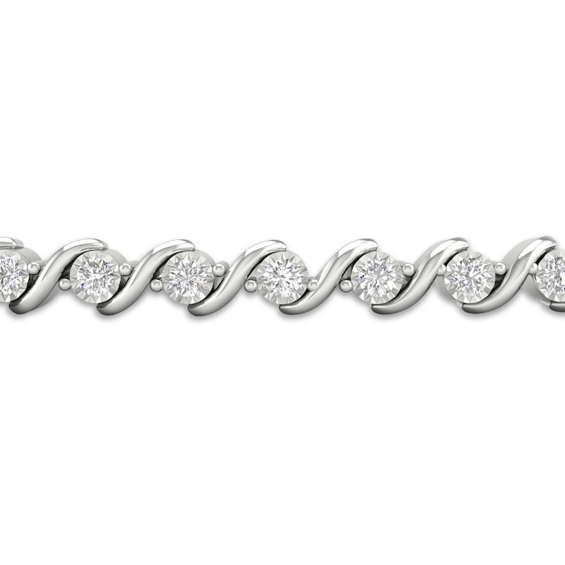 Diamond Bolo Bracelet 1/6 ct tw Round-cut Sterling Silver 9.5"