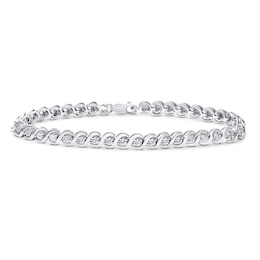 Diamond Bracelet 1/10 ct tw Round-cut Sterling Silver 7.5"