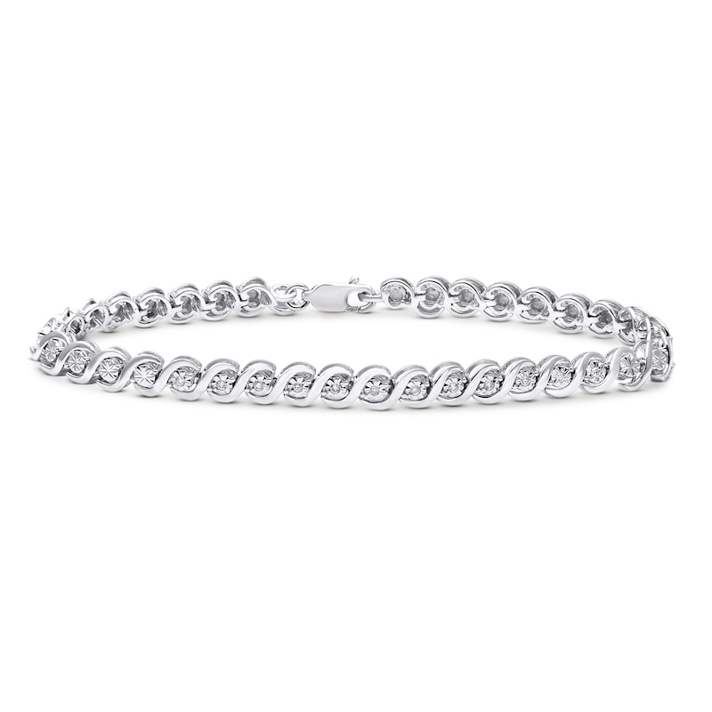 Main Image 1 of Diamond Bracelet 1/10 ct tw Round-cut Sterling Silver 7.5"