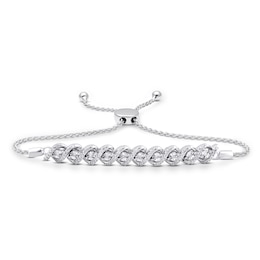 Diamond Bolo Bracelet 1/4 ct tw Round-cut Sterling Silver 9.5"