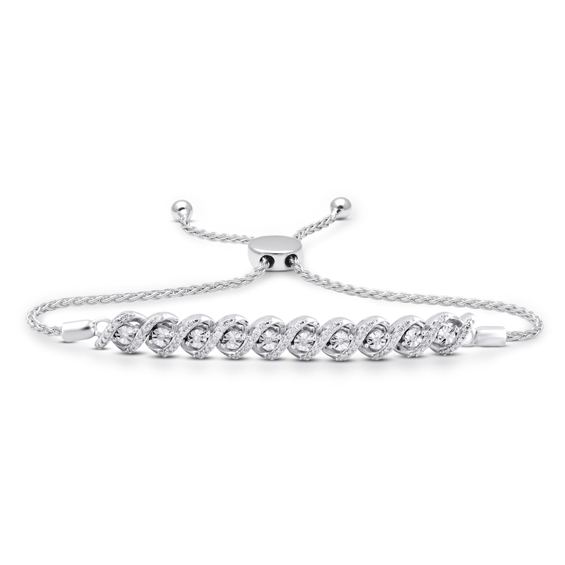 Main Image 1 of Diamond Bolo Bracelet 1/4 ct tw Round-cut Sterling Silver 9.5"
