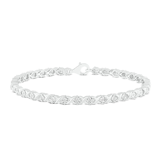 Diamond Tennis Bracelet 1/10 ct tw Round-cut Sterling Silver 7.25"