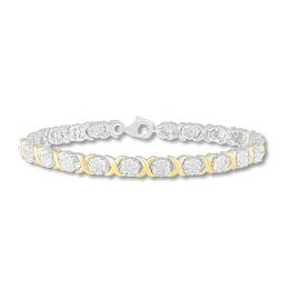 Diamond Tennis Bracelet 1/2 ct tw Round-cut Sterling Silver & 10K Yellow Gold 7.5&quot;