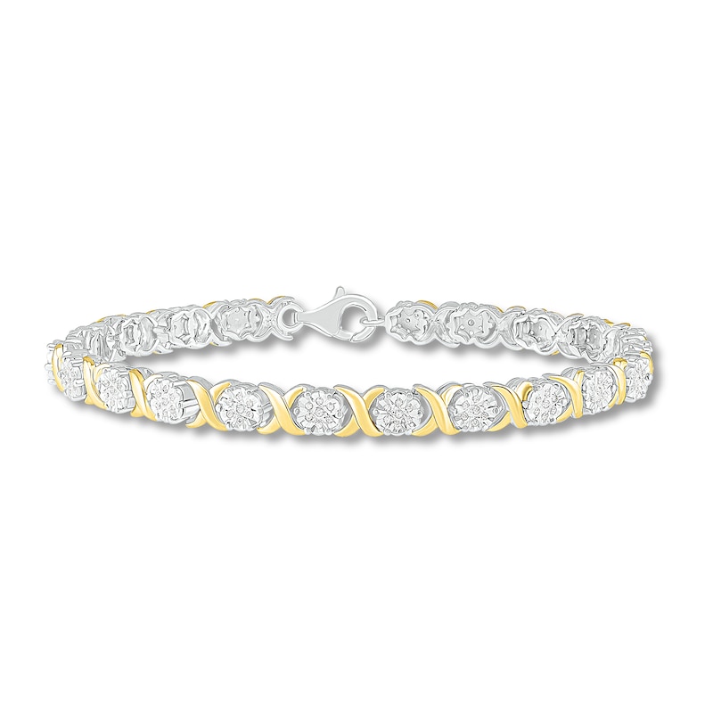 Diamond Tennis Bracelet 1/2 ct tw Round-cut Sterling Silver & 10K Yellow Gold 7.5"