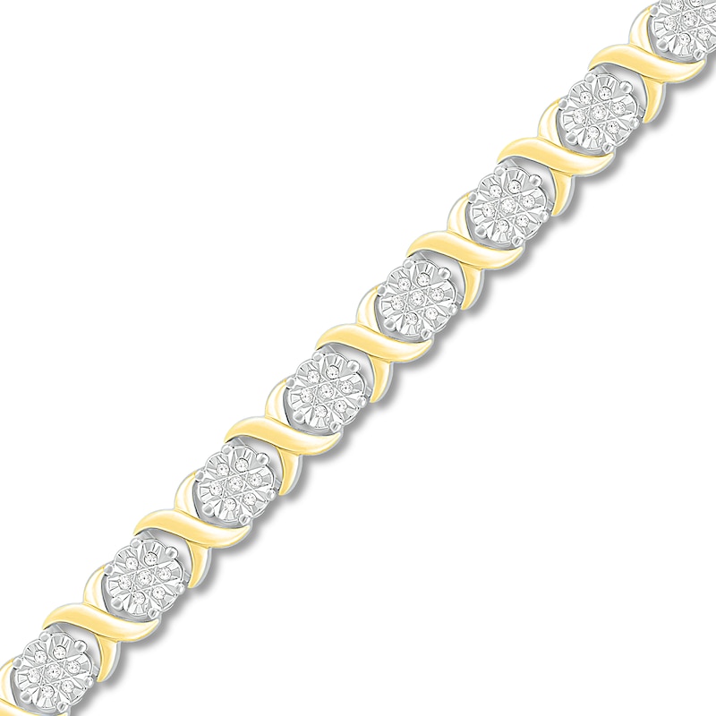 Diamond Tennis Bracelet 1/2 ct tw Round-cut Sterling Silver & 10K Yellow Gold 7.5"