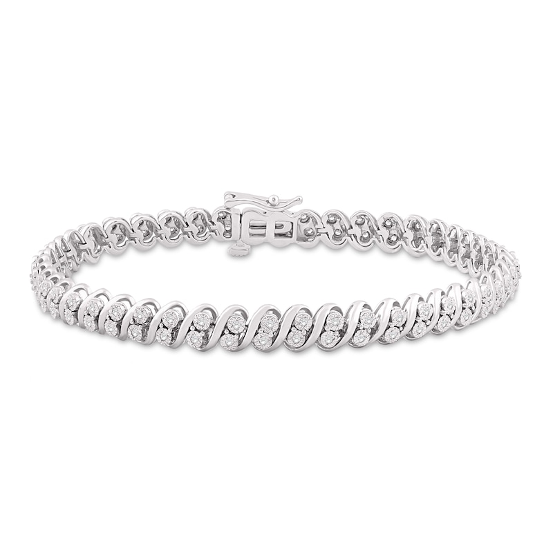 Men's Black Diamond Y-Knot Bracelet 1/3 ct tw Round Sterling Silver