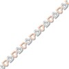Thumbnail Image 2 of Diamond Heart Bracelet 1/6 ct tw Sterling Silver & 10K Rose Gold 7.25"