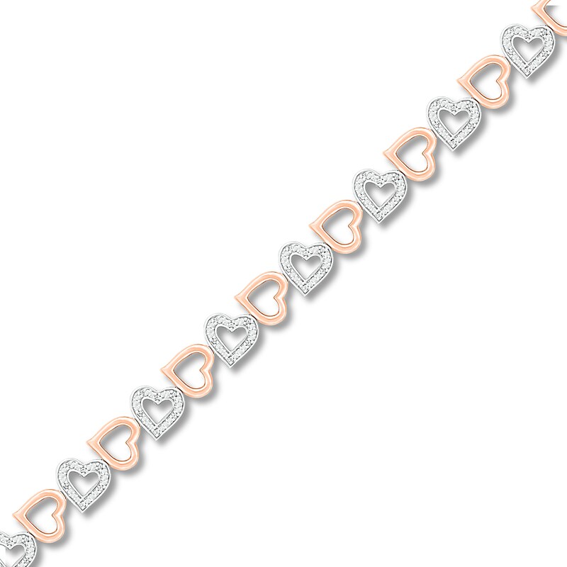 Main Image 2 of Diamond Heart Bracelet 1/6 ct tw Sterling Silver & 10K Rose Gold 7.25"